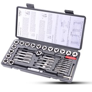 40 PCs Metric Imperial Tap and Die Set Screw Thread Drill Kit Pitch Gauge M3-M12